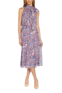 Adrianna Papell - Halter Neck Sleeveless Blouson Chiffon Dress