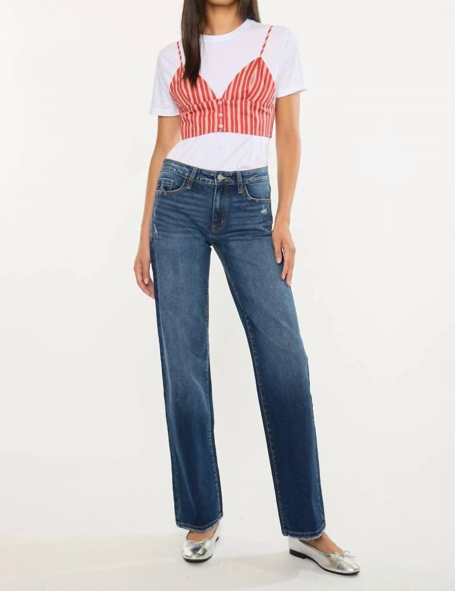 KanCan Mid Rise Wide Leg Jeans in dark wash 1 - women's jeans - view 5