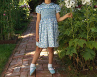 Rachel Riley - Girl's Forget Me Not Puff Sleeved Smocked Dress