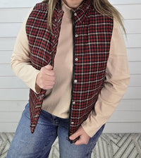 Staccato - Check Plaid Zip Up Snap Puff Vest