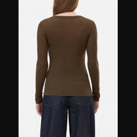 CLOSED Deep Scoopneck Long Sleeve Tee in green - women's long sleeve top - alternate view