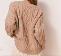 LoveShackFancy Croisette V-neck Pullover Sweater in camel - women's sweater - view 4