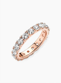 Pandora Women's Sparkling Row Eternity Ring in rose gold - women's jewelry - detail view