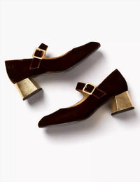 Penelope Chilvers - Women's Mid Mary Jane Velvet Shoe
