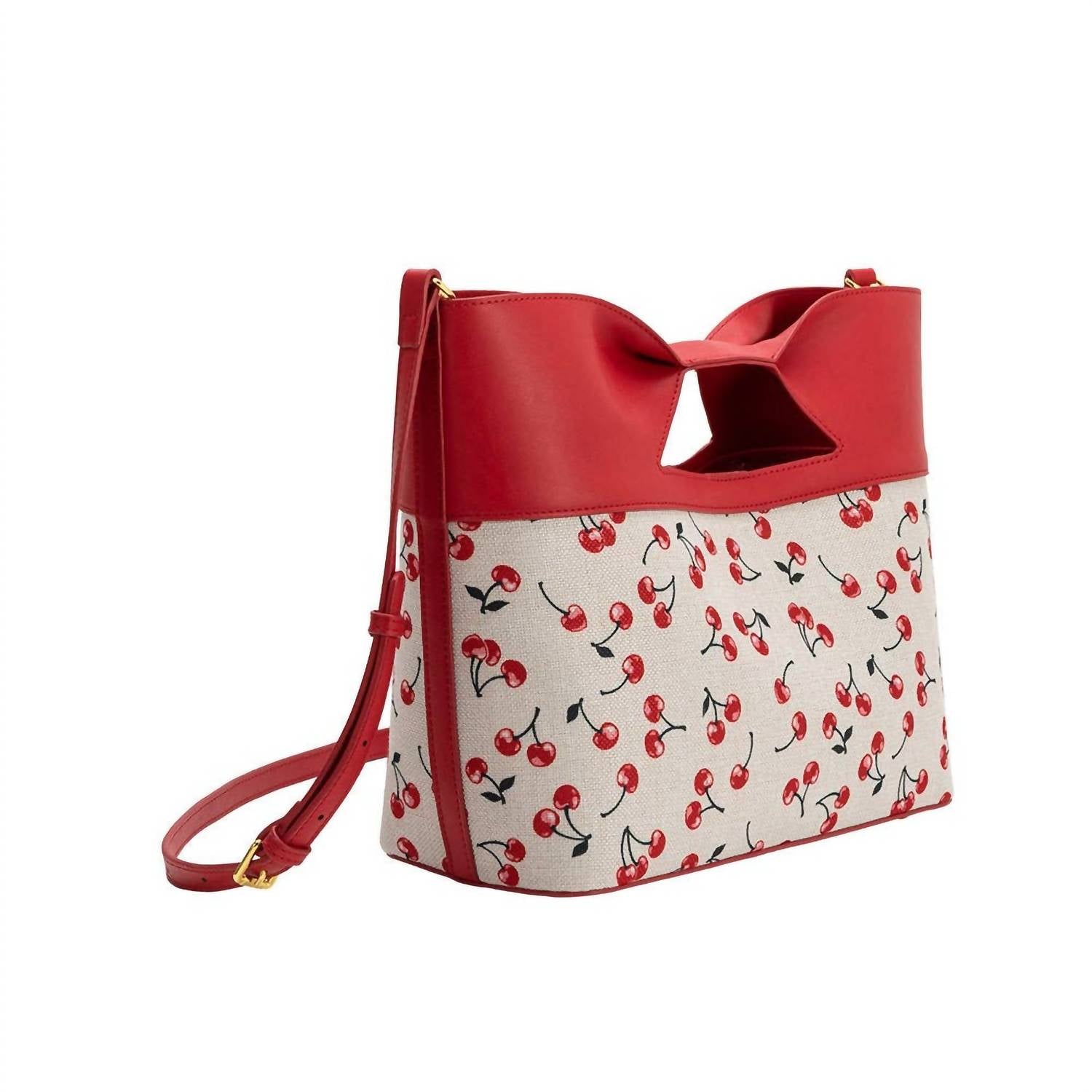 Melie Bianco Women's Jillian Leather Tote Bag in red cherry 1 - women's bag - detail view