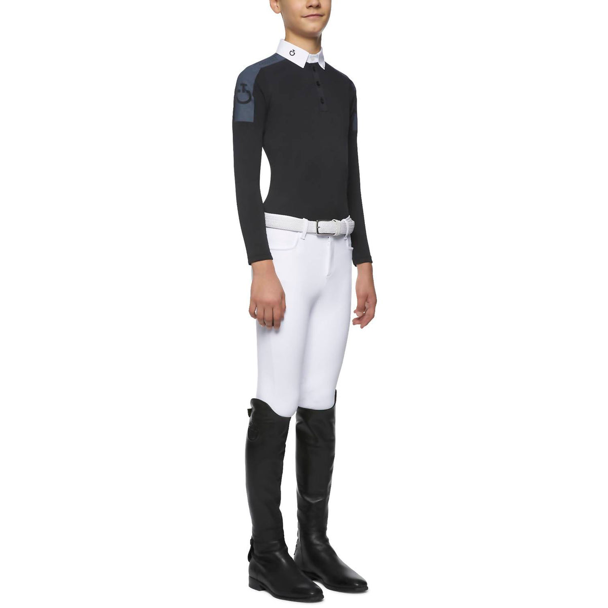 Cavalleria Toscana - Boy's Tech Piqué Printed Long Sleeve Competition Polo