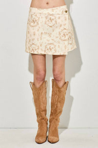 Baevely by Wellmade Horse Print Skort in cream multi - women's shorts