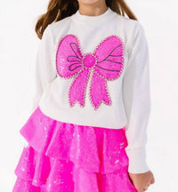 Lola + The Boys Big Bow Sweater in pink - kids' sweater
