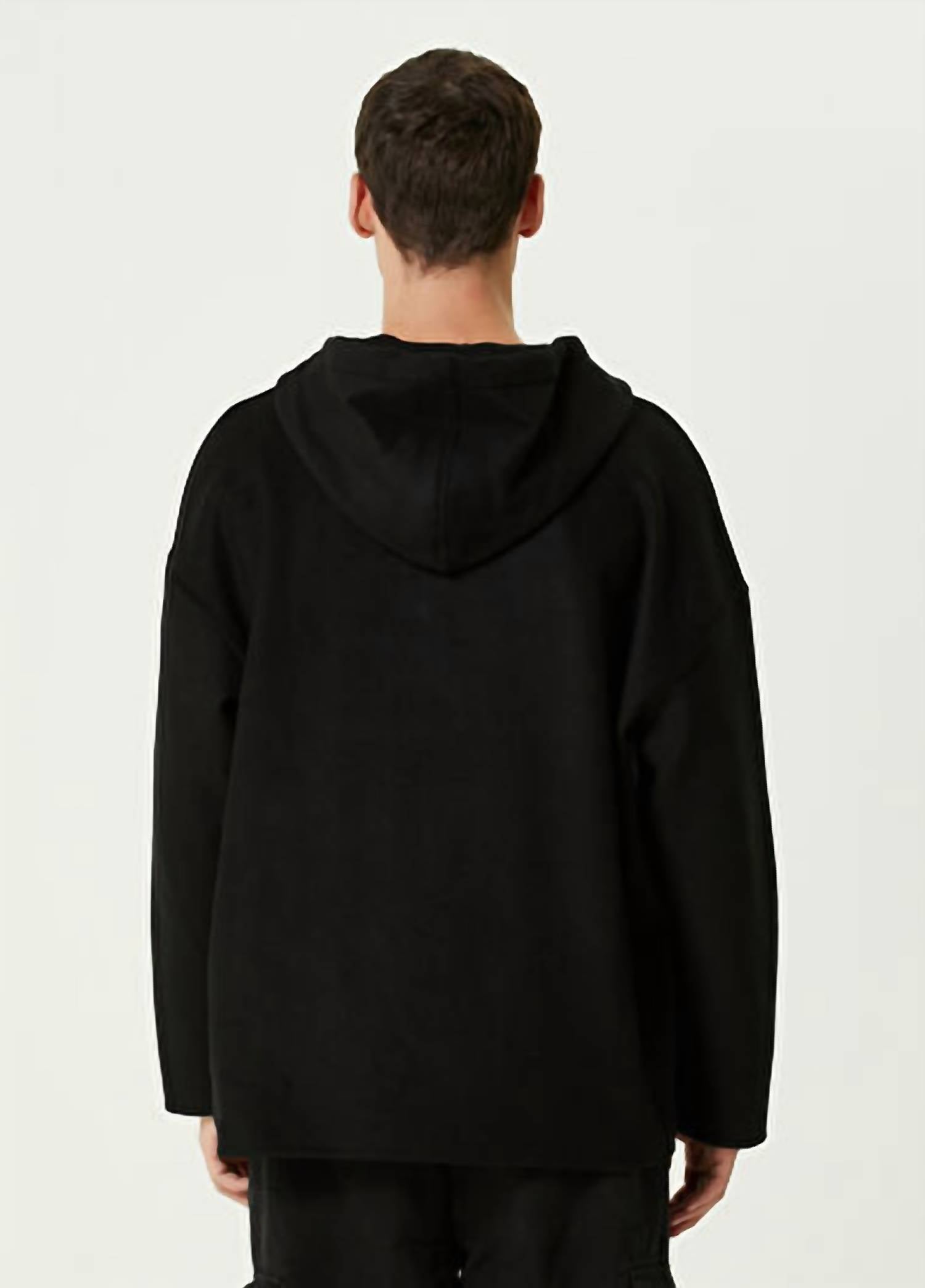 CLOSED Hooded Wool Sweatshirt in black - men's shirt - detail view