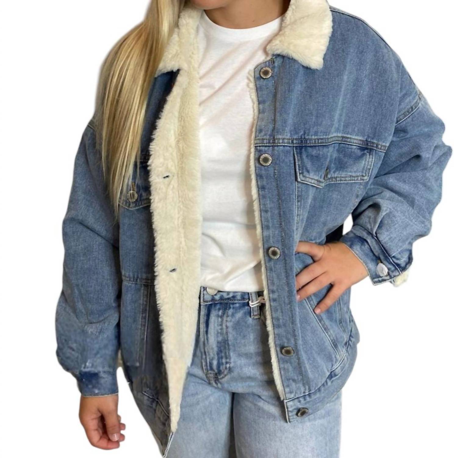 Wishlist - Denim Jacket With Sherpa Lining