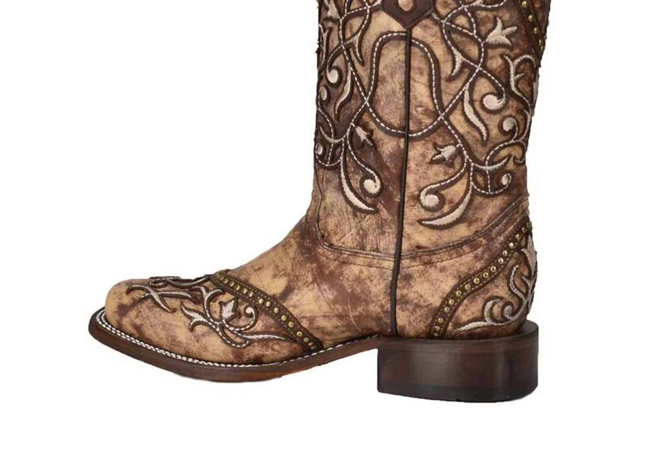 Corral - Women's Overlay With Studs Square Toe Boots