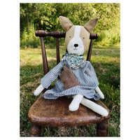 Woolgrass Farm - Fig The Frenchie Dog With Striped Day Dress