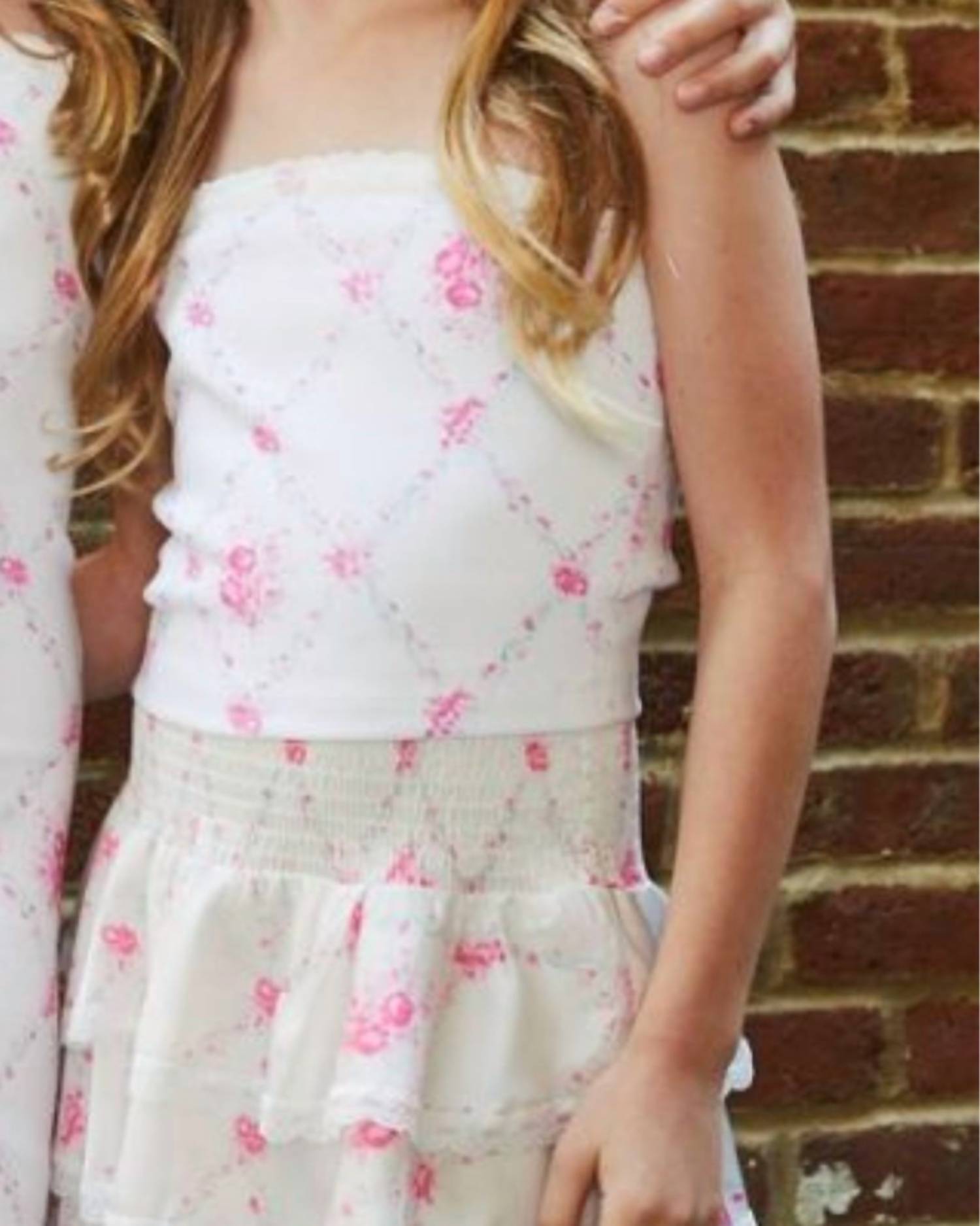 THEME Girl's Georgia Vintage Smocked Top in romantic rose - kids' blouse