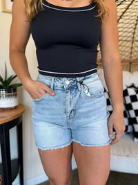 Mica Denim - Frayed Hem Super High Shorts
