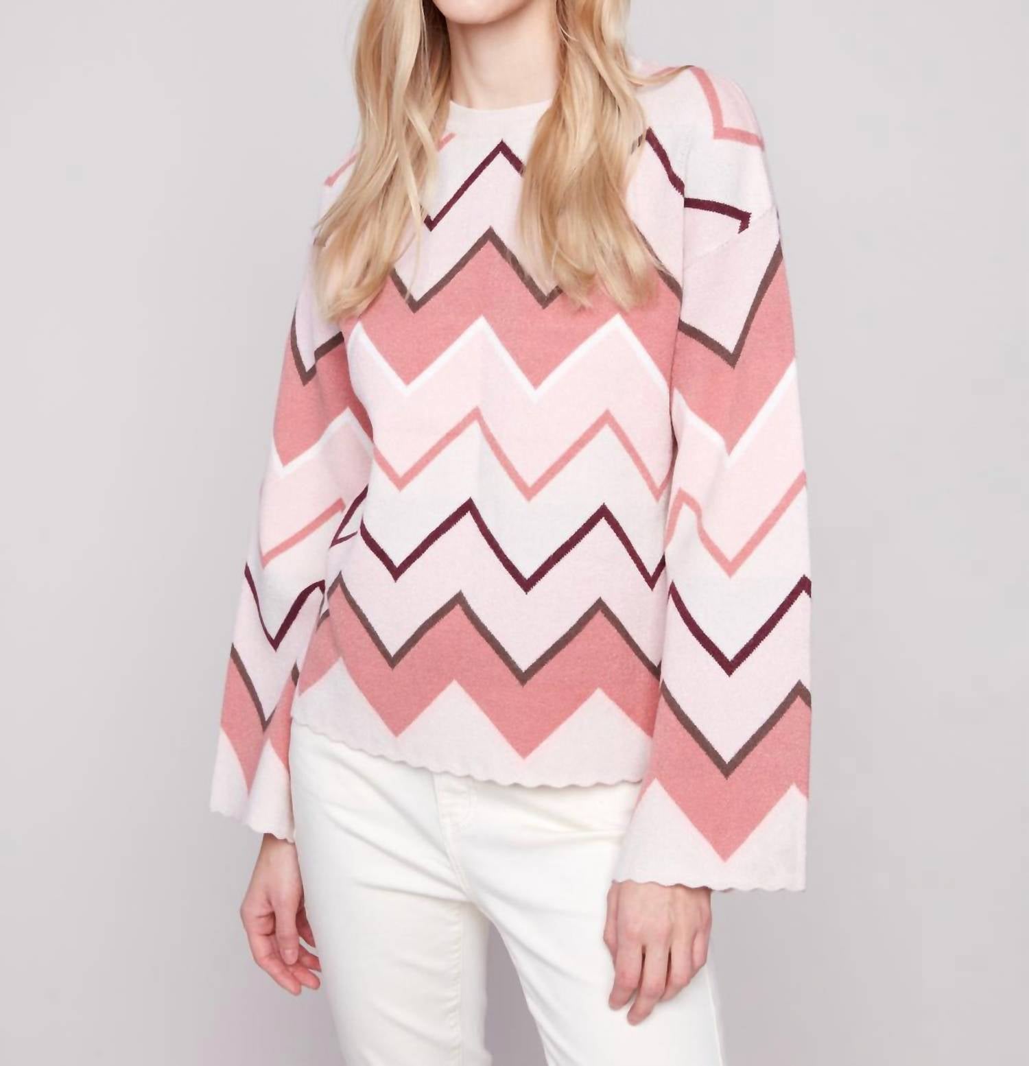 Charlie B - Jacquard Bell Sleeve Sweater