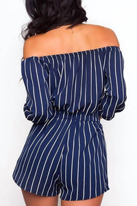 Urban Mix - Vertical Striped Off Shoulder Romper