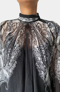 HEMANT & NANDITA Viri High Neck With Cami Top in black white - women's blouse - view 6