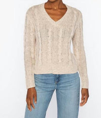 Kinross - Sequin Cable Vee Pullover