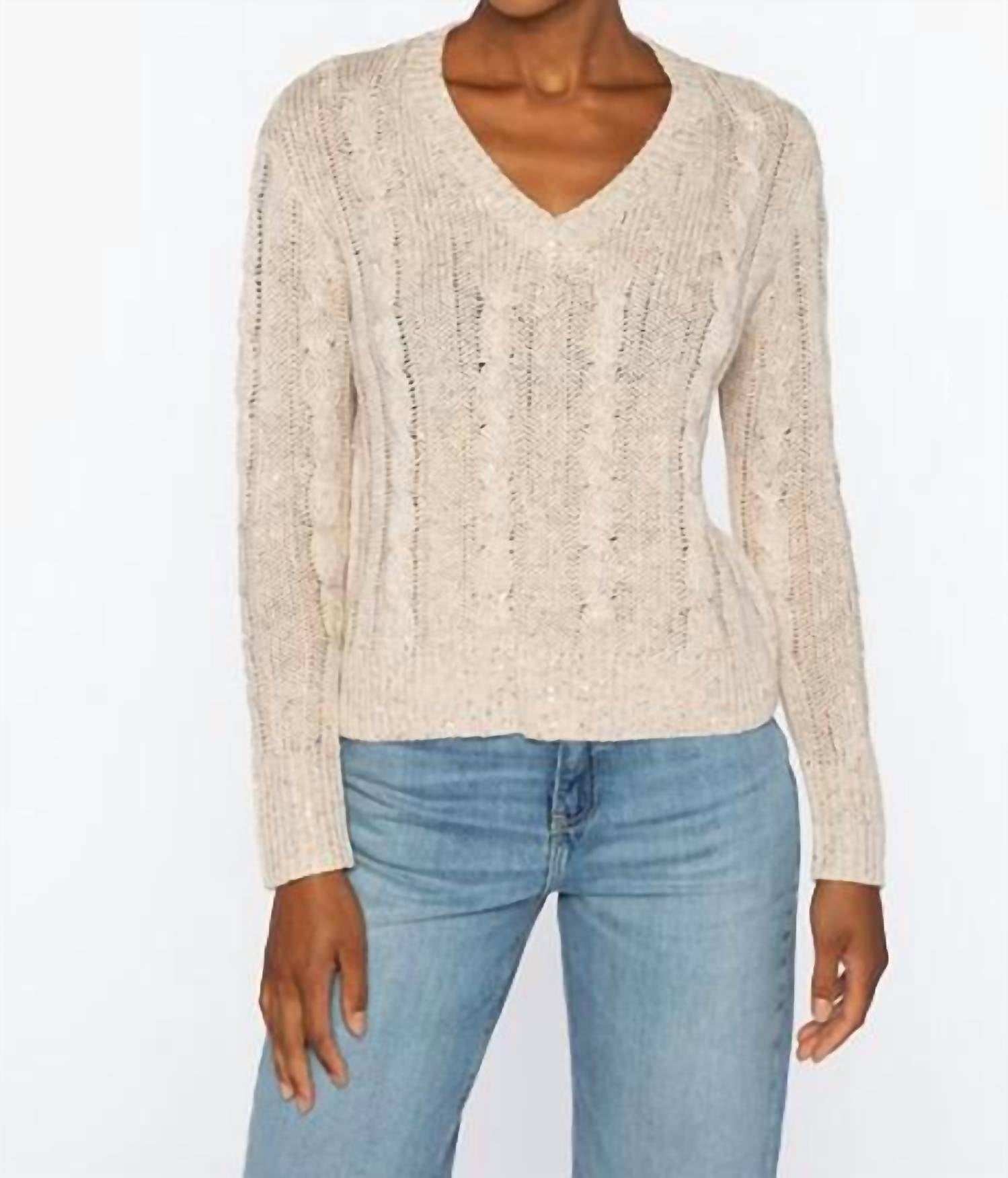 Kinross - Sequin Cable Vee Pullover