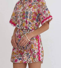 entro Floral Ric Rac Trim Romper in pink - women's pants - detail view