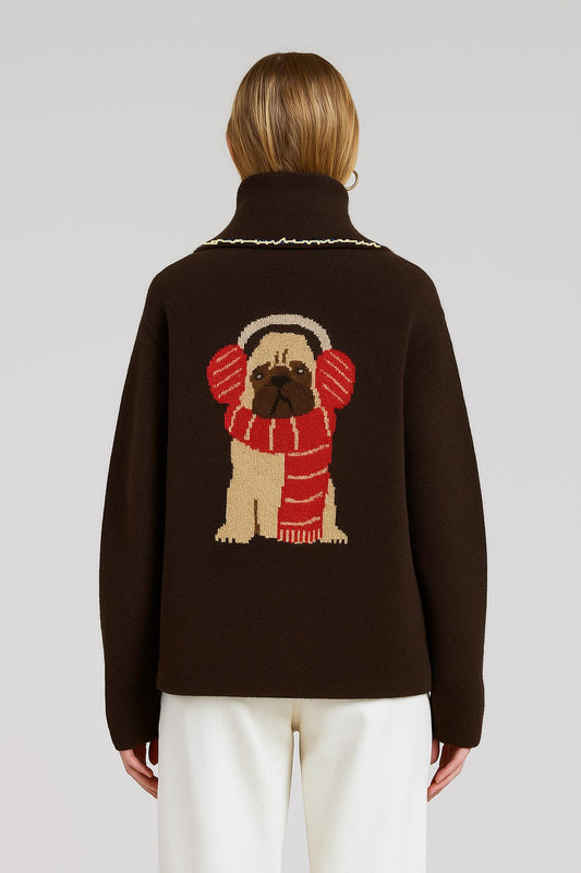 Flat White - Women's Pug Sweater Cardigan