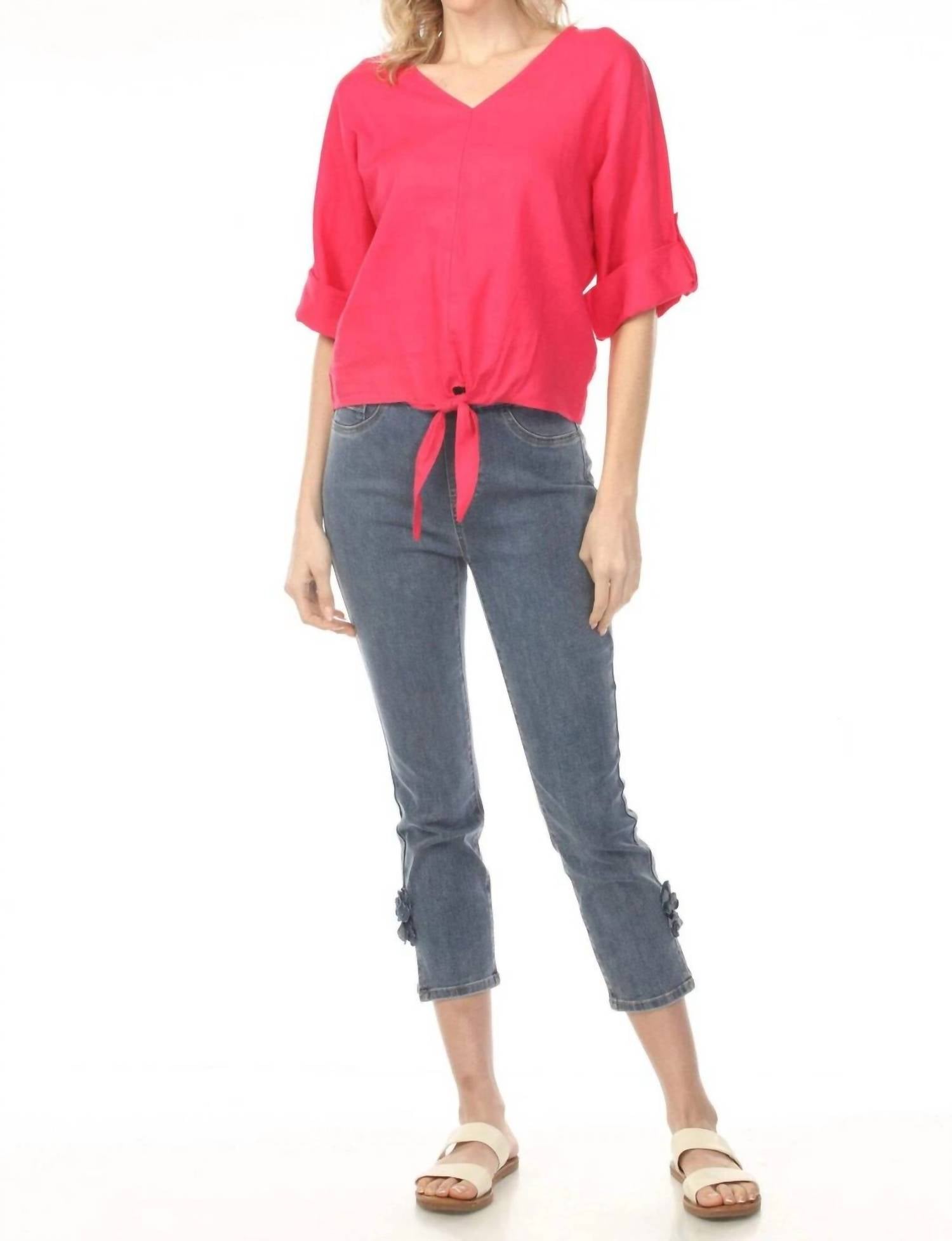 CHARLIE B Side Flower Jeans in medium blue - women's jeans