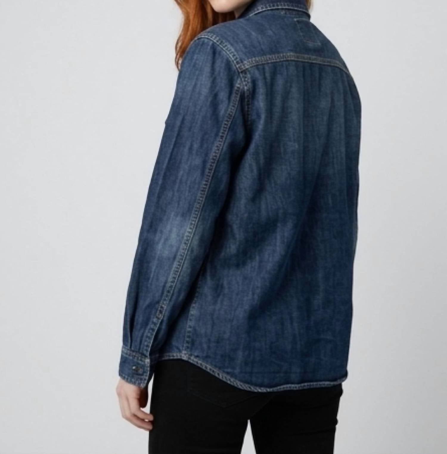 AE77 Classic Button Down in denim - women's long sleeve top - alternate view