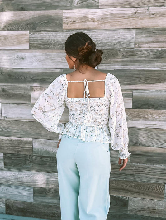 Lucy Paris - Mabel Smocked Floral Long Sleeve Ruffle Top