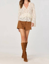 Astr - Tiered Lace Bell Sleeve Top