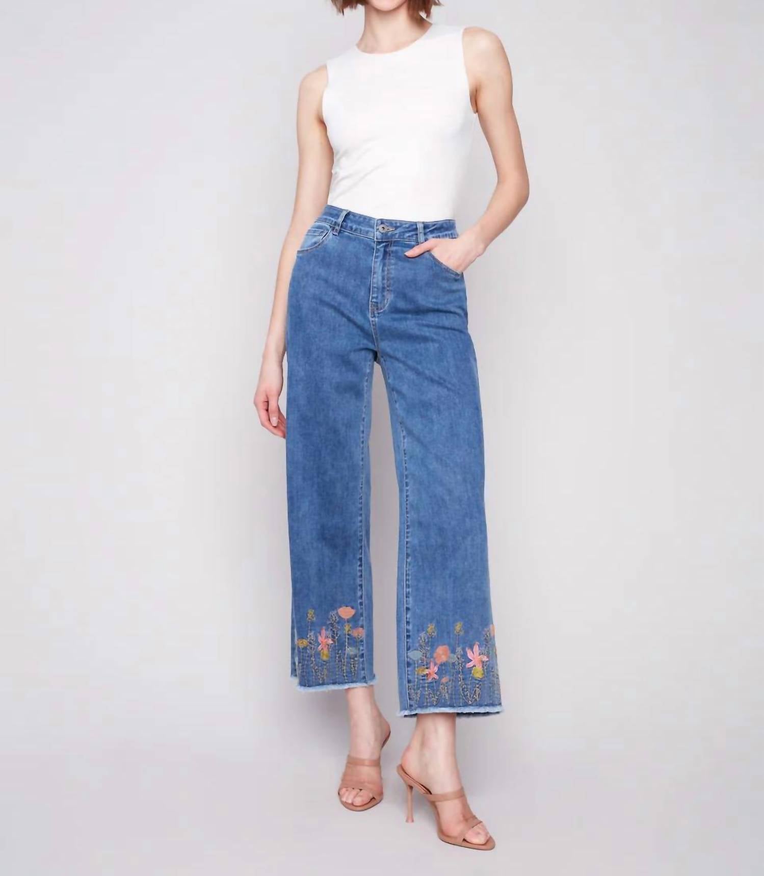 Charlie B - Wildflower Embroidery Flower Pants