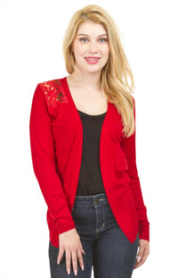 Papillon - Lace Back Long Sleeve Waterfall Cardigan