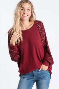 7Th Ray - Sequin Balloon Sleeve Top