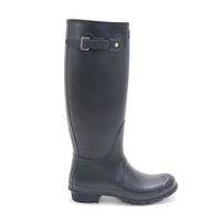 HUNTER Women's Original Tall Rain Boots in navy - women's shoe - detail view
