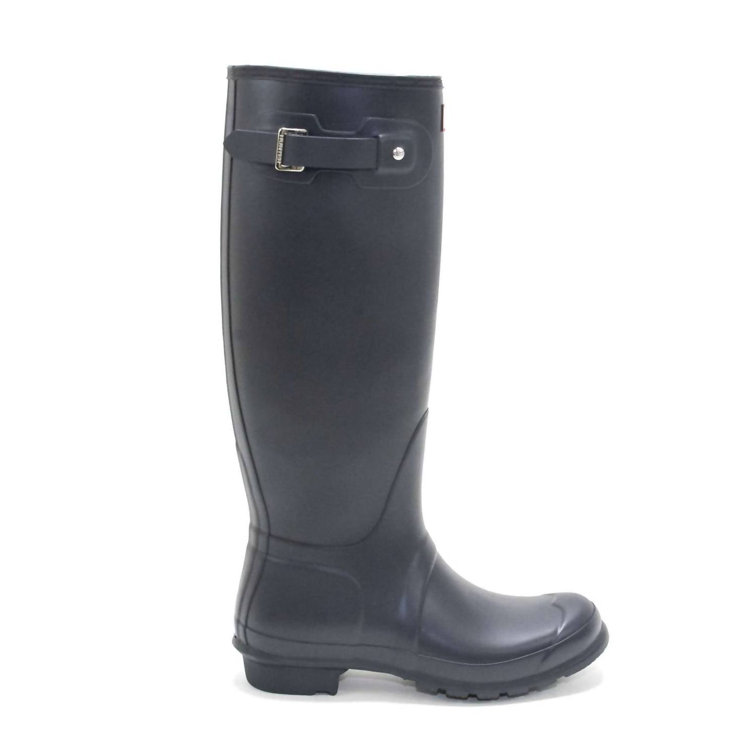 HUNTER Women's Original Tall Rain Boots in navy - women's shoe - detail view