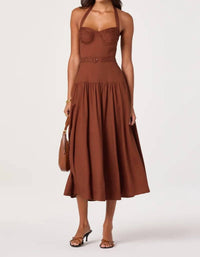 Astr - Katinka Belted Halter Midi Dress