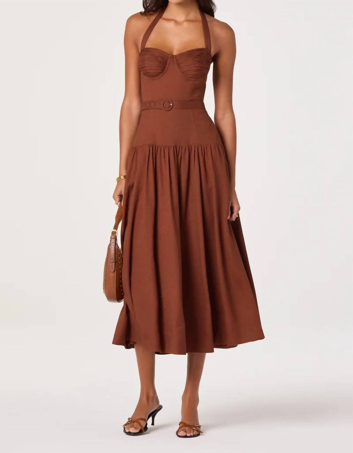 Astr - Katinka Belted Halter Midi Dress