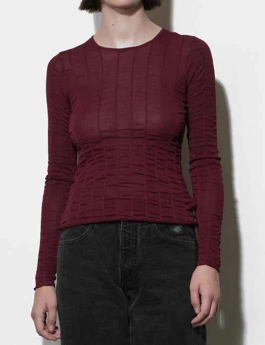 Greylin - Freya Sheer Textured Mesh Long Sleeve Top