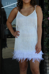 Rosa Clothing - Feather Fringe Bottom Dress