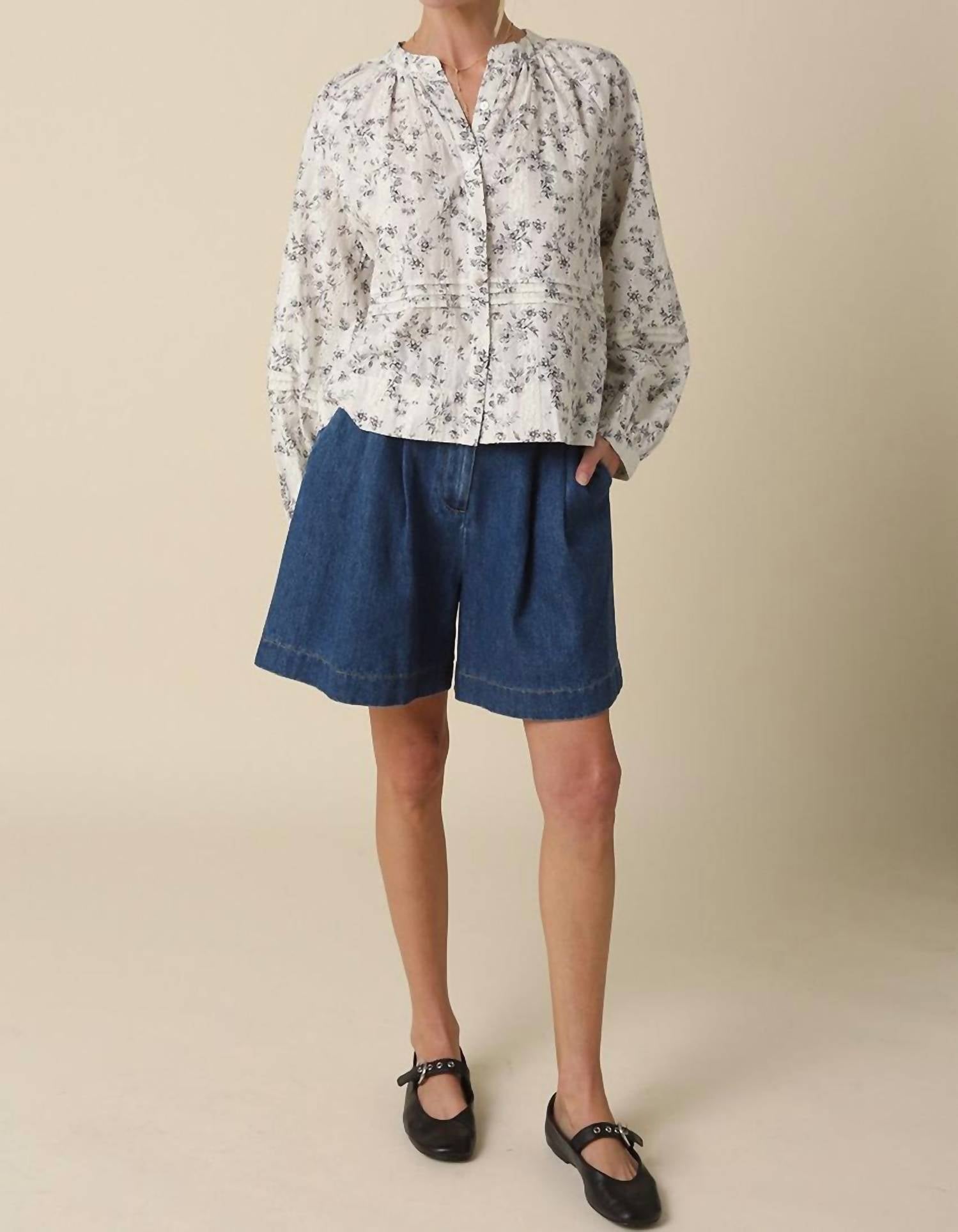 OLIVACEOUS Slyvie Eyelet Blouse in off white black - women's blouse - alternate view