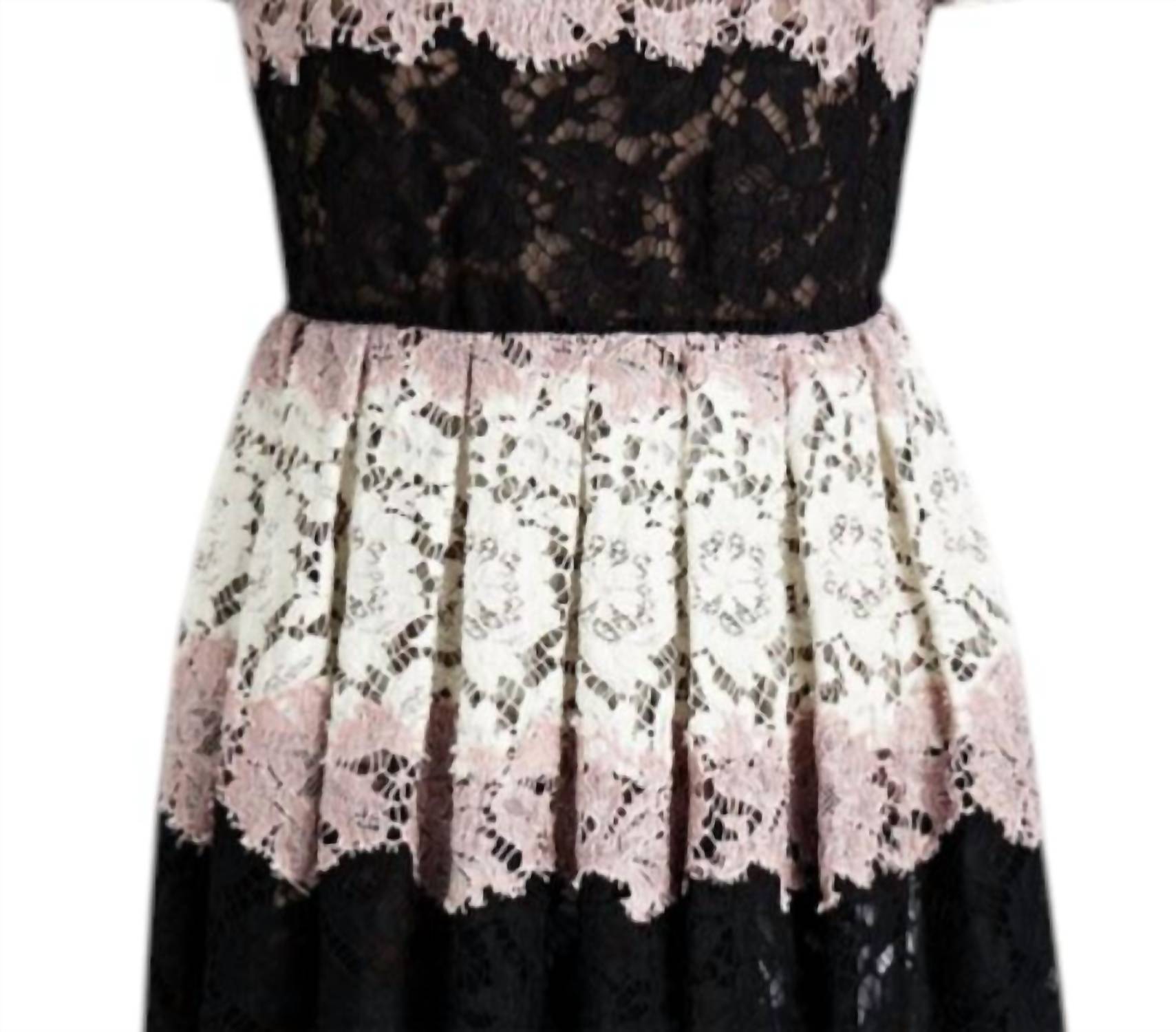 Valentino - Women's Pleated Corded Lace Mini Dress