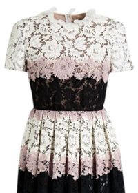 Valentino - Women's Pleated Corded Lace Mini Dress