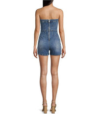 Signature8 - Strapless Denim Rhinestone Romper