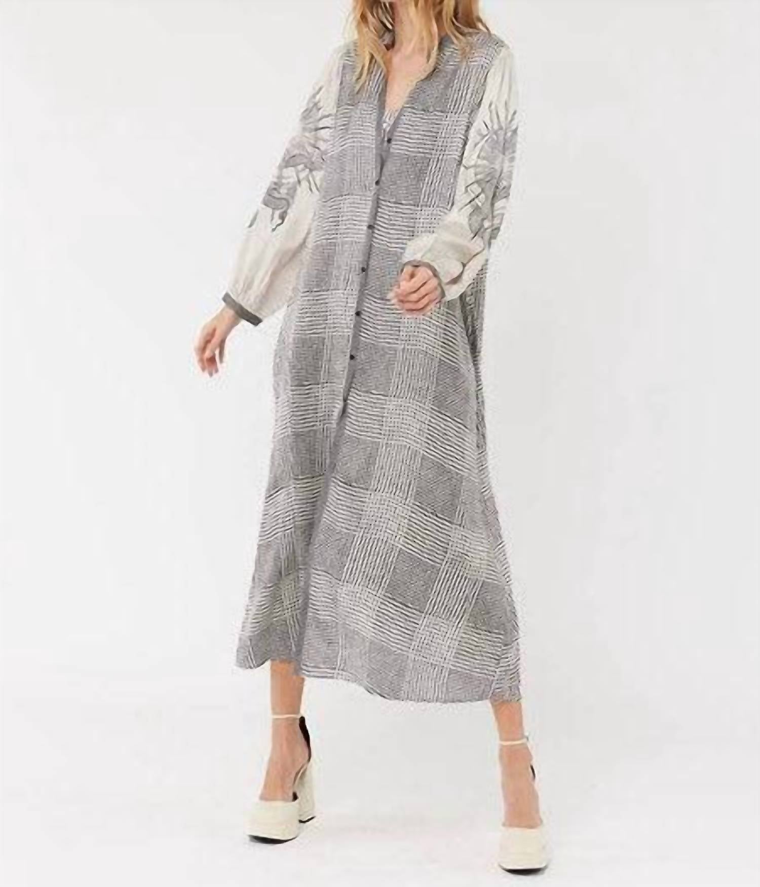 Me369 Maya Maxi Dress in voyage 2 - women's dress - detail view