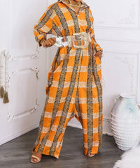 Surelymine - Oversized Tribal Print Button-up Kimono Jumpsuit