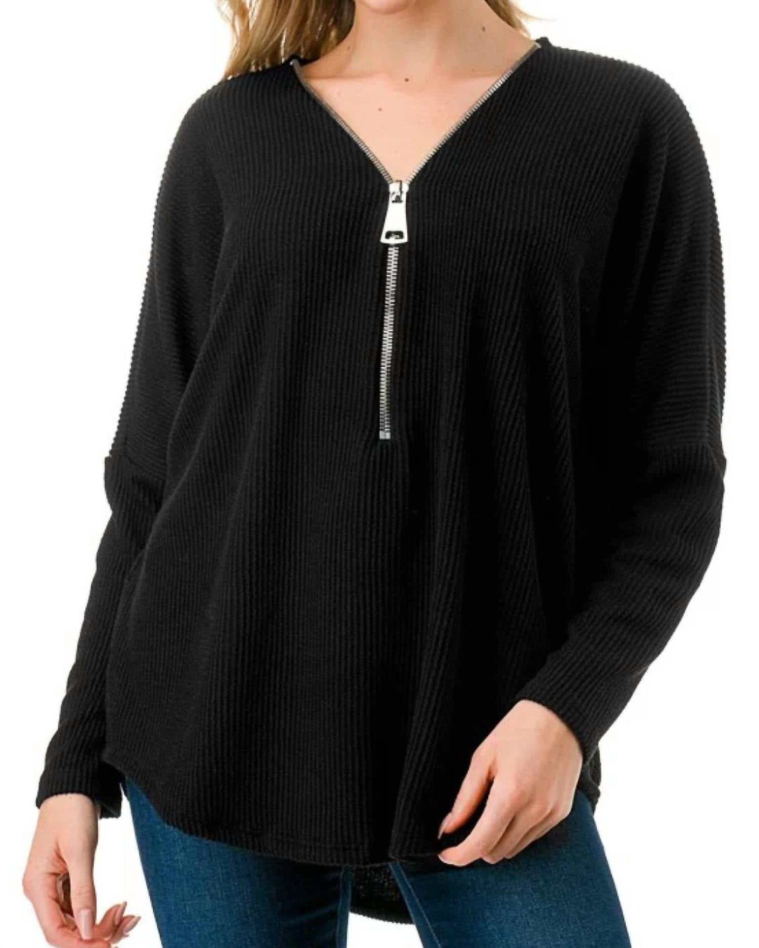 Ariella - DOLMAN SLEEVE ZIPPER TOP