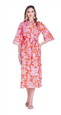 Jade - Trimmed Yoke Tunic Midi Dress
