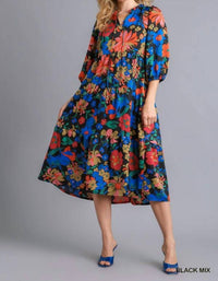 Umgee - Floral Babydoll Midi Dress