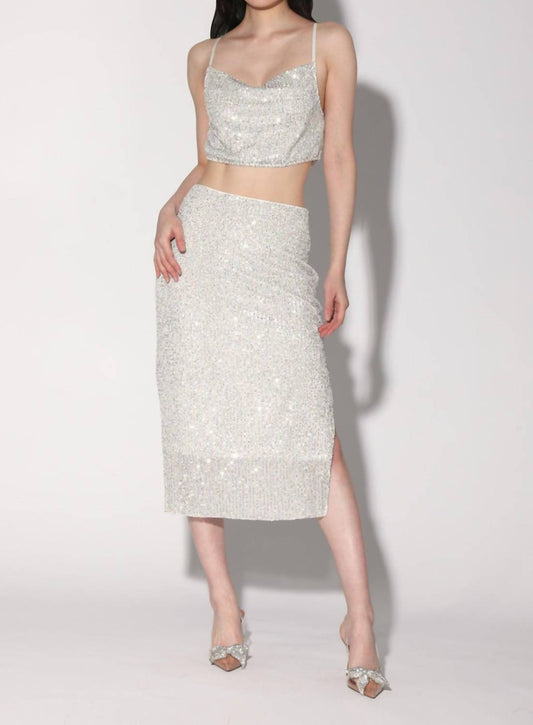 Walter Baker - Crista Sequin Side Slit Midi Skirt