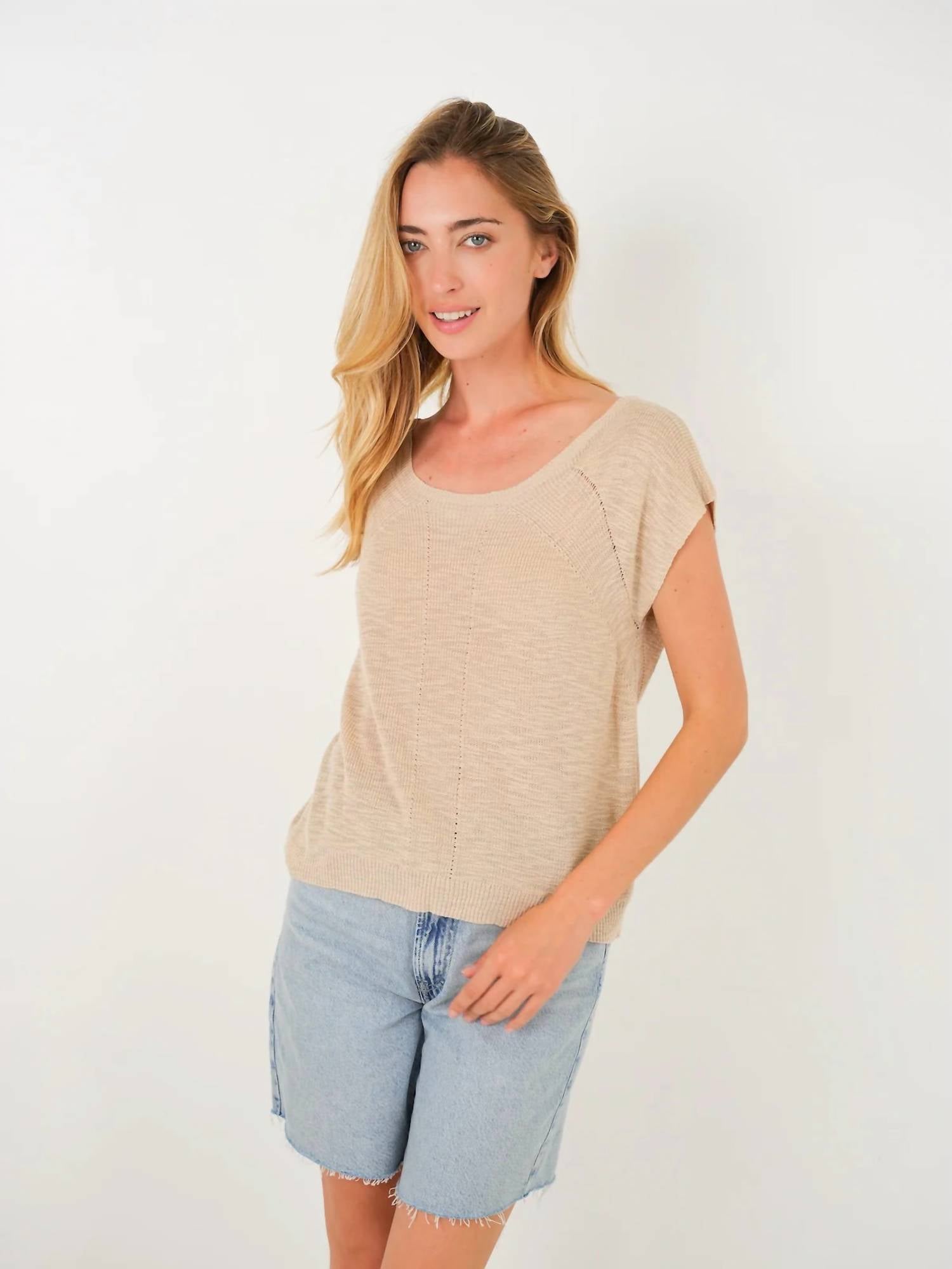 Stitchdrop - Karlie Stitch Cotton Short Sleeve Sweater Top