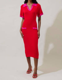 Sugarlips - Rison Collared Midi Sweater Dress